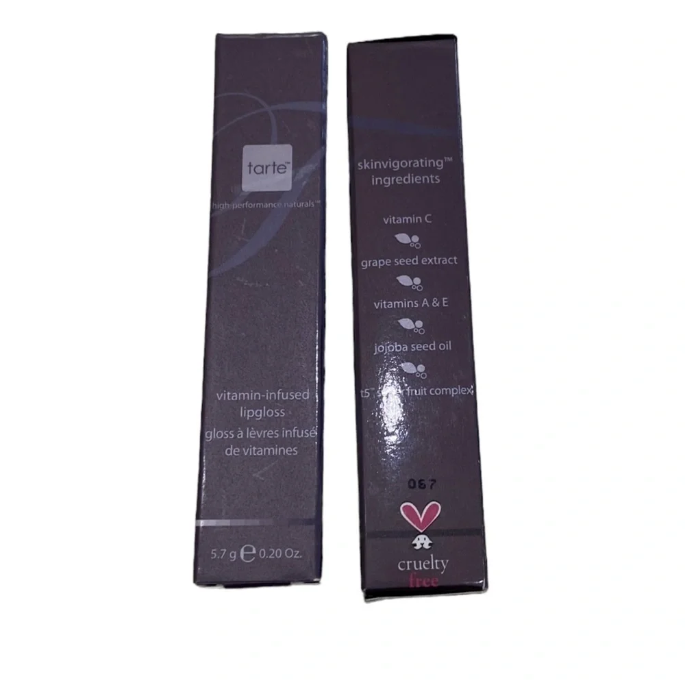 NWT Pair of Tarte vitamin infused lipgloss in apple a day and r & r shades 5.7g